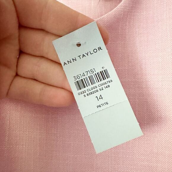 Ann Taylor Crewneck Flare Short Sleeve Pink Sheath Dress Women's Size 14 petite - Picture 5 of 15